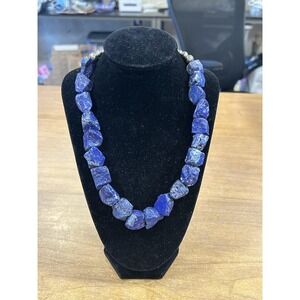 Kalan Necklace Blue Lapis Lazuli Beaded Sterling 925 Womens Statement Jewelry